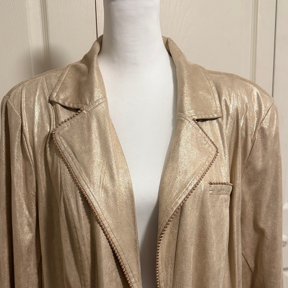 NWT, Alfred Dunner, size 3x, Metallic Gold Women's Jacket, gold studded details - Picture 2 of 8